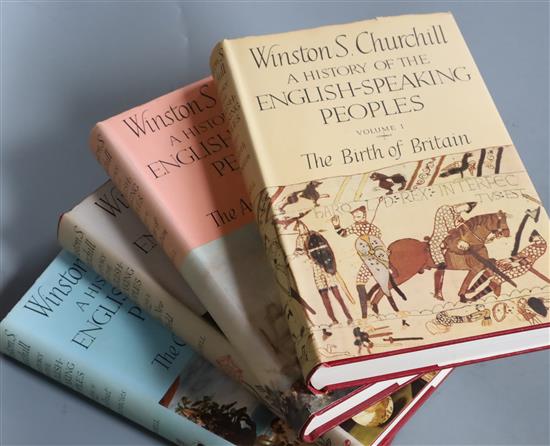 Churchill, W.S. - A History of the English Speaking Peoples, 1st edition, 4 vols, text maps, half titles,
